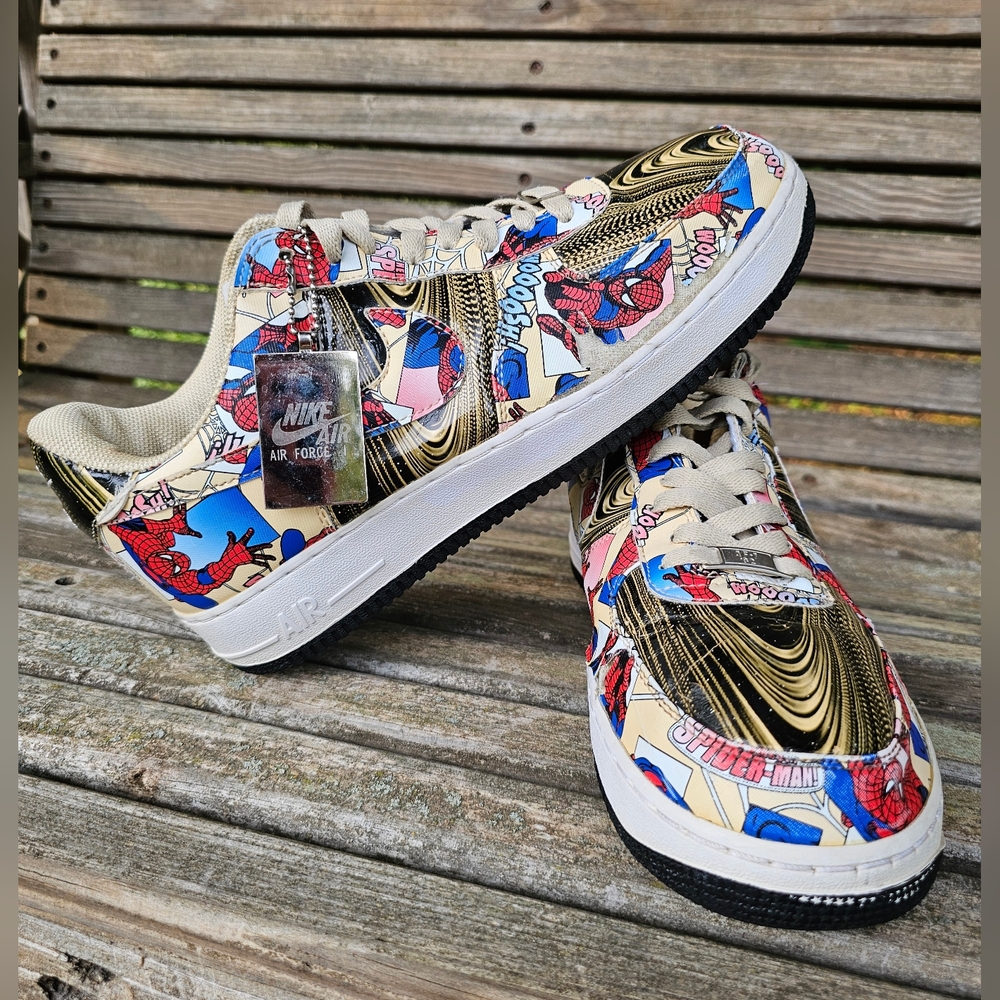 Nike AF1 Air Force 1 Custom Spiderman Themed Sneakers Size 9 (See Description)
